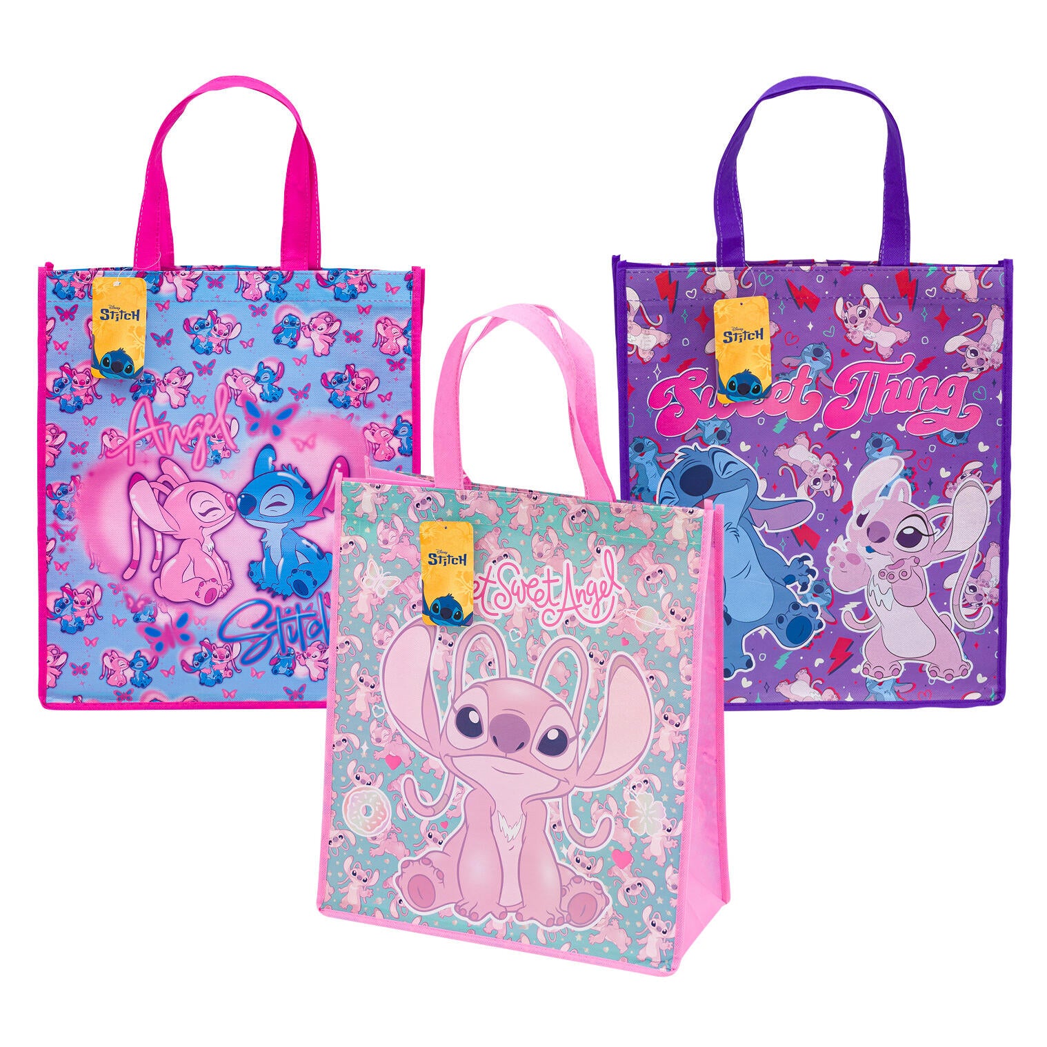 Disney Stitch & Angel Reusable Tote Bag, 16", Assorted