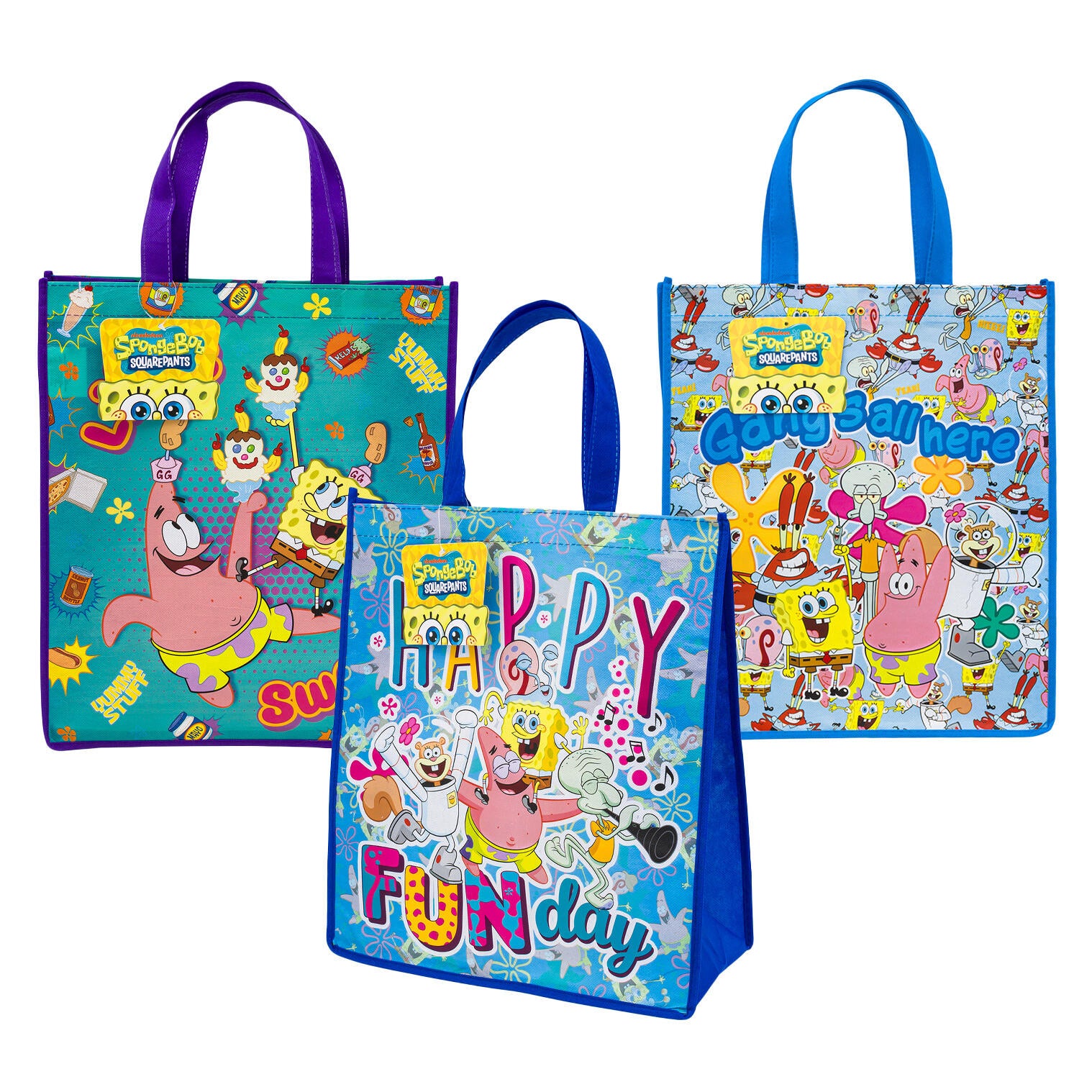 SpongeBob SquarePants Reusable Tote Bag, 16", Assorted