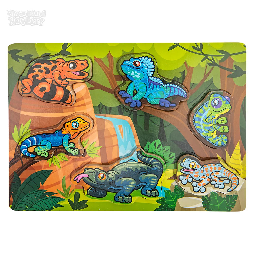 The Toy Network-6 Piece Chunky Lizard Theme Wooden Puzzle-AG-CHLIZ-Legacy Toys