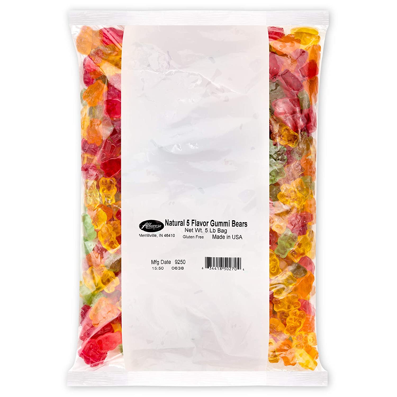 Albanese Confectionery-5 Natural Flavor Gummi Bears 5 lb. Bag-50270-Legacy Toys