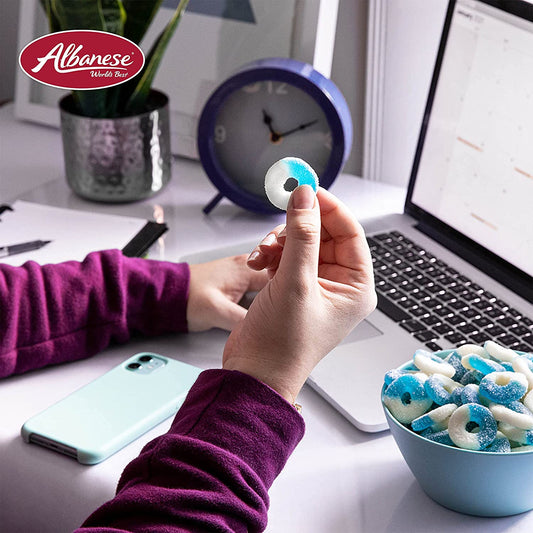 Albanese Confectionery-Gummi Blue Raspberry Rings 4.5 lb. Bag-50131-Legacy Toys