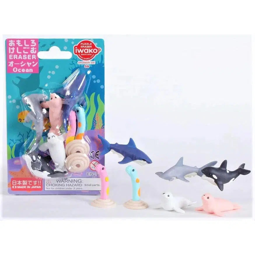 BC Mini-Iwako Ocean Erasers Card-38294-Legacy Toys