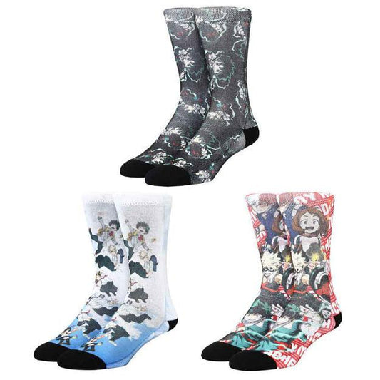 Bio World-My Hero Academia - Sublimated Print 3 Pair Youth Crew Socks-CRB0AUTMHAPP00-Legacy Toys