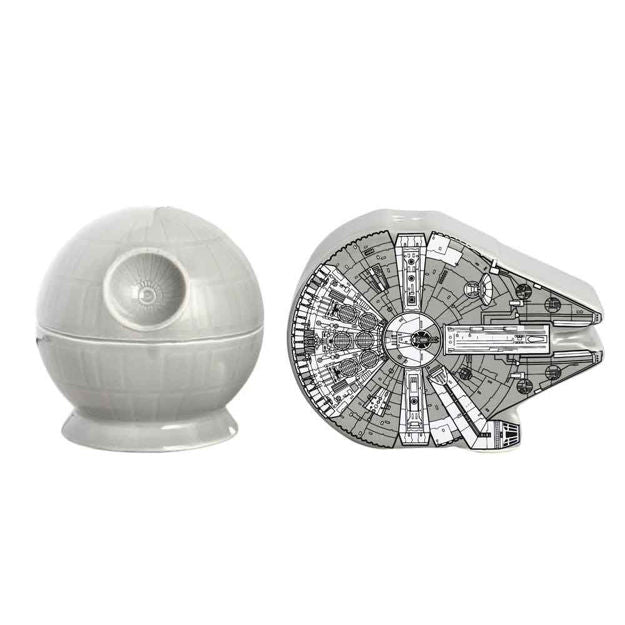 Bio World-Star Wars Millennium Falcon & Death Star Sculpted Salt & Pepper Set-VKA0VBUSTWPP00-Legacy Toys