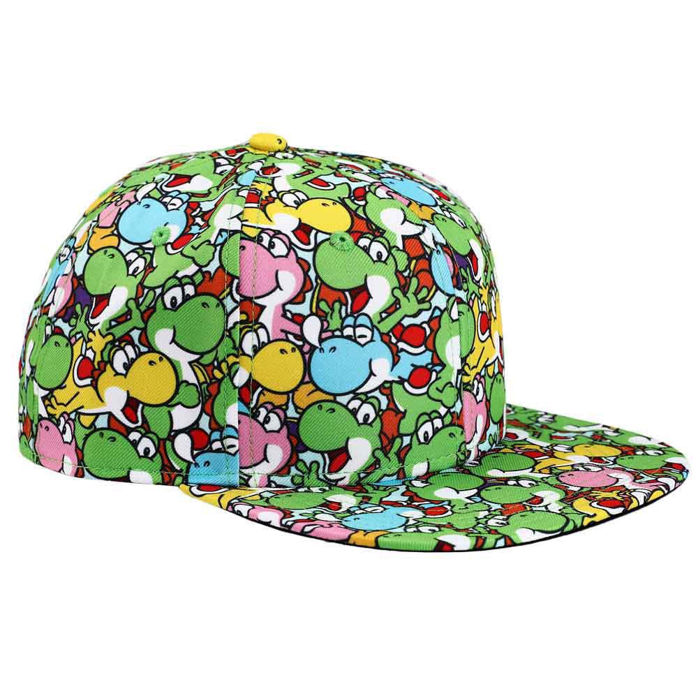 Bio World-Super Mario Yoshi Youth AOP Flat Bill Snapback Hat-SB9UTQSMBPP00-Legacy Toys