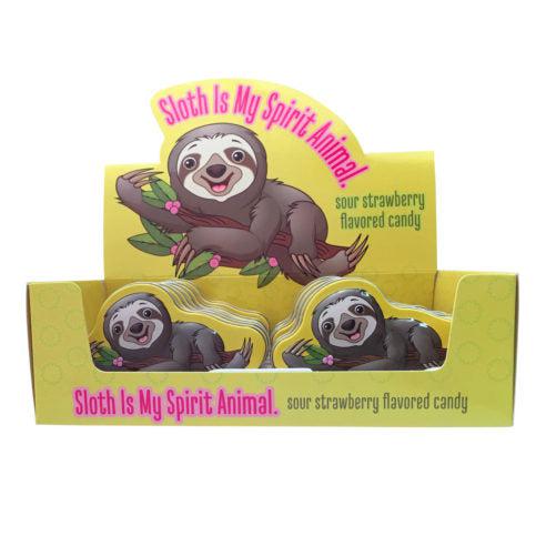 Boston America-Sloth Spirit Animal Sour Strawberry Candy Tin-5822-Box of 12-Legacy Toys