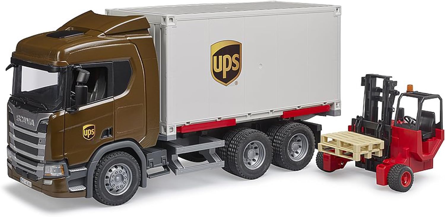 Bruder-SCANIA Super 560R UPS Logistics Truck with Forklift-03582-Legacy Toys