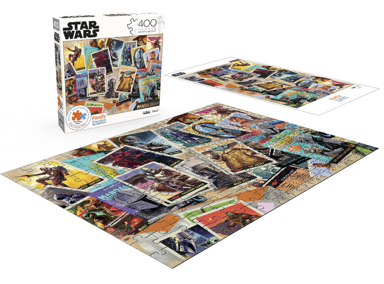 Buffalo Games-Family Puzzle: Star Wars: The Mandalorian: Trading Card Expansion Pack - 400 Piece Puzzle-22005-Legacy Toys
