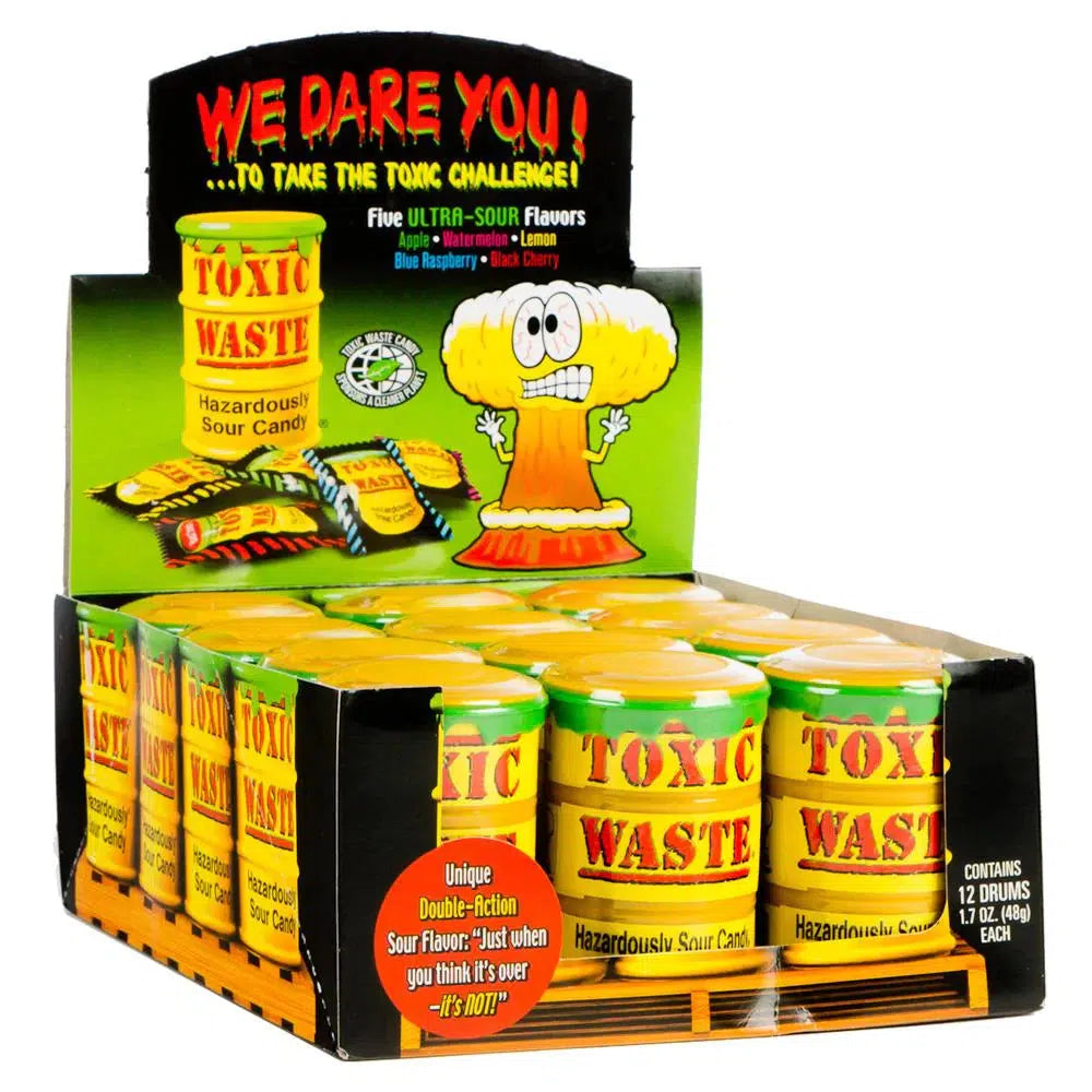 Candy Dynamics-Toxic Waste Original Yellow Drum 1.7 oz.-87410-12-Box of 12-Legacy Toys