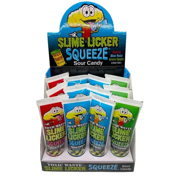 Candy Dynamics-Toxic Waste Slime Licker Squeeze Assorted Flavors 2.47 oz.-42070-12-Box of 12-Legacy Toys
