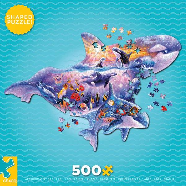 Ceaco-Puzzle Shapes - Orca - 500 Piece Puzzle-2447-07-Legacy Toys