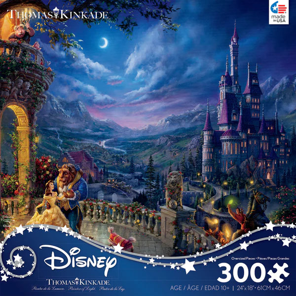Ceaco-Thomas Kinkade Disney - Beauty & The Beast Dancing in the Moonlight - 300 Piece Puzzle-2222-14-Legacy Toys