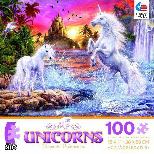 Ceaco-Unicorns - Unicorn Waterfall Sunset - 100 Piece Puzzle-1652-03-Legacy Toys