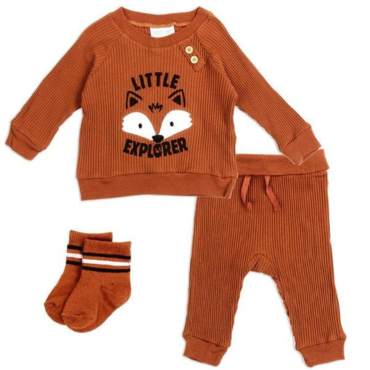 Childrens Apparel-BLOOMIN BABY Boys Newborn 3PC Ribbed Set--Legacy Toys