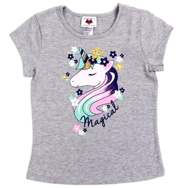 Childrens Apparel-RMLA Girls Grey 4-6X Foil Screen T-Shirt--Legacy Toys