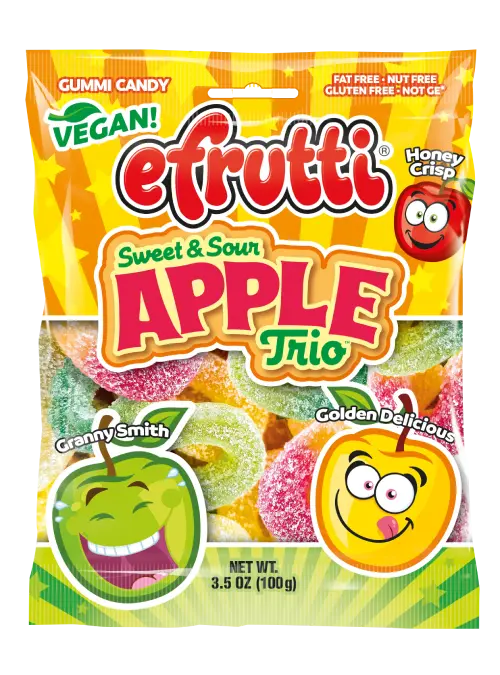 Efrutti-Efrutti Gummi Apple Trio 3.5 oz. Bag-264-Legacy Toys