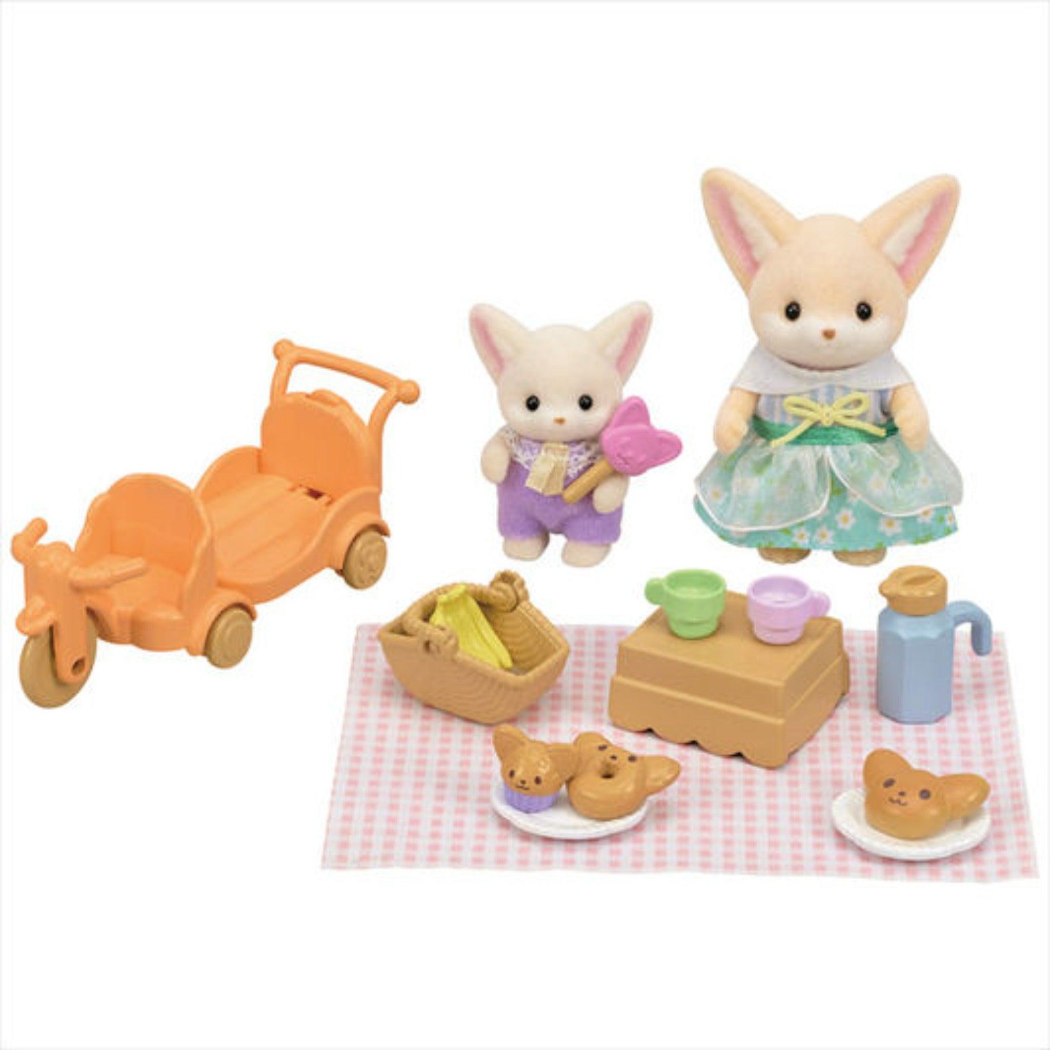 Epoch Everlasting Play-Calico Critters Sunny Picnic Set - Fennec Fox Sister & Baby-CC2071-Legacy Toys