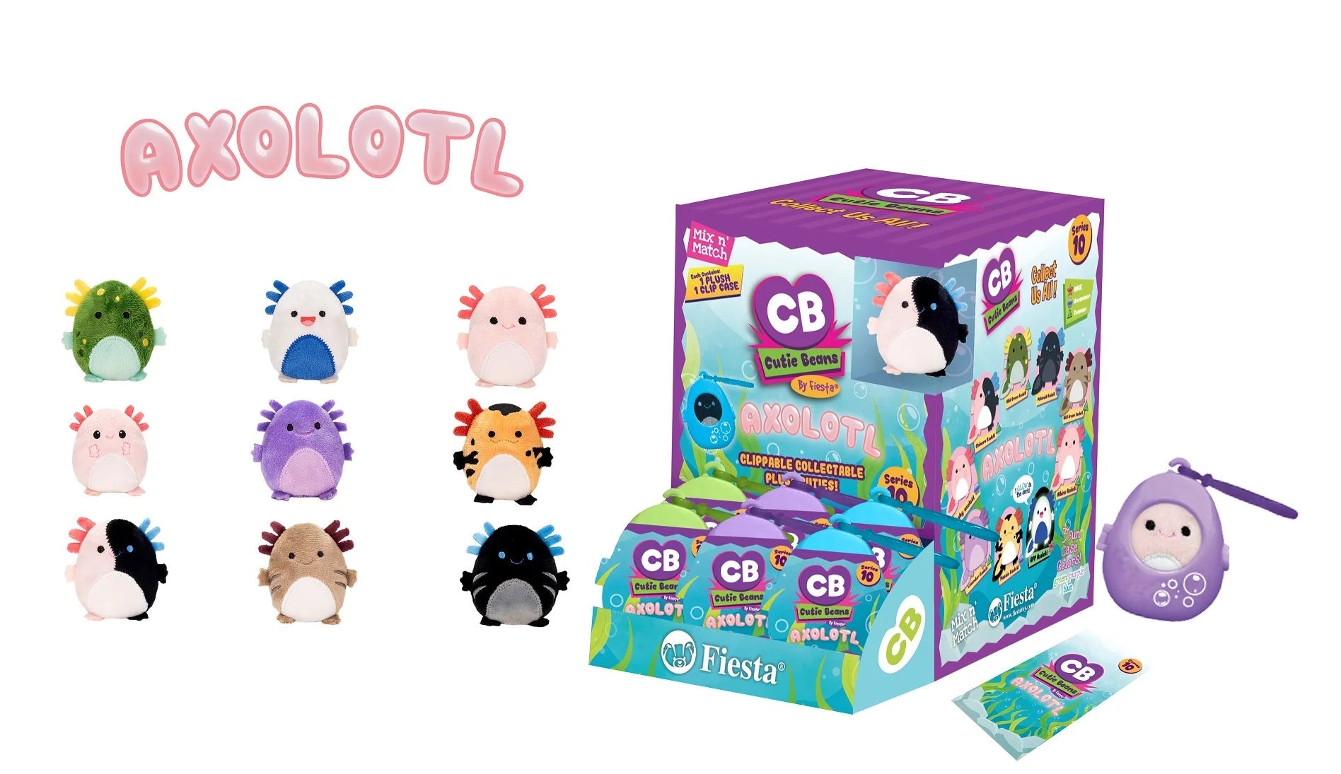 Fiesta Toy-Cutie Beans - 3” Axolotl-A10763-Legacy Toys