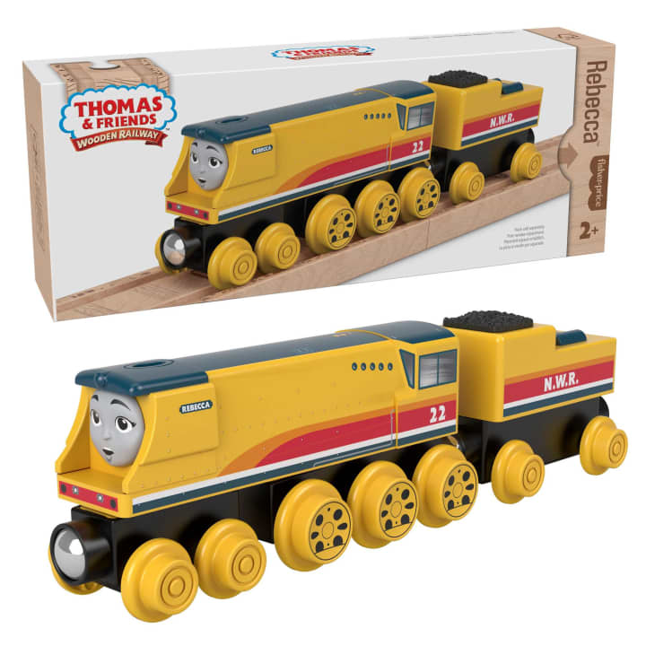 Fisher Price-Thomas & Friends Wooden Railway - Rebecca Engine and Coal-Car-HBK14-Legacy Toys