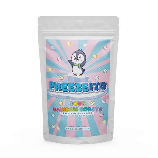 FREEZEITS-FREEZEITS Freeze Dried Candy - Rainbow Bursts Crunchy Snacks - Resealable Packaging - 5.1oz.-FRZ101-Sour Rainbow Bursts-Legacy Toys