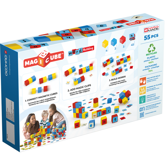 Geomag-Magicube Word Building Recycled 55 Pieces-258-Legacy Toys