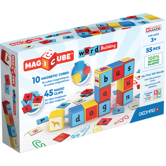 Geomag-Magicube Word Building Recycled 55 Pieces-258-Legacy Toys