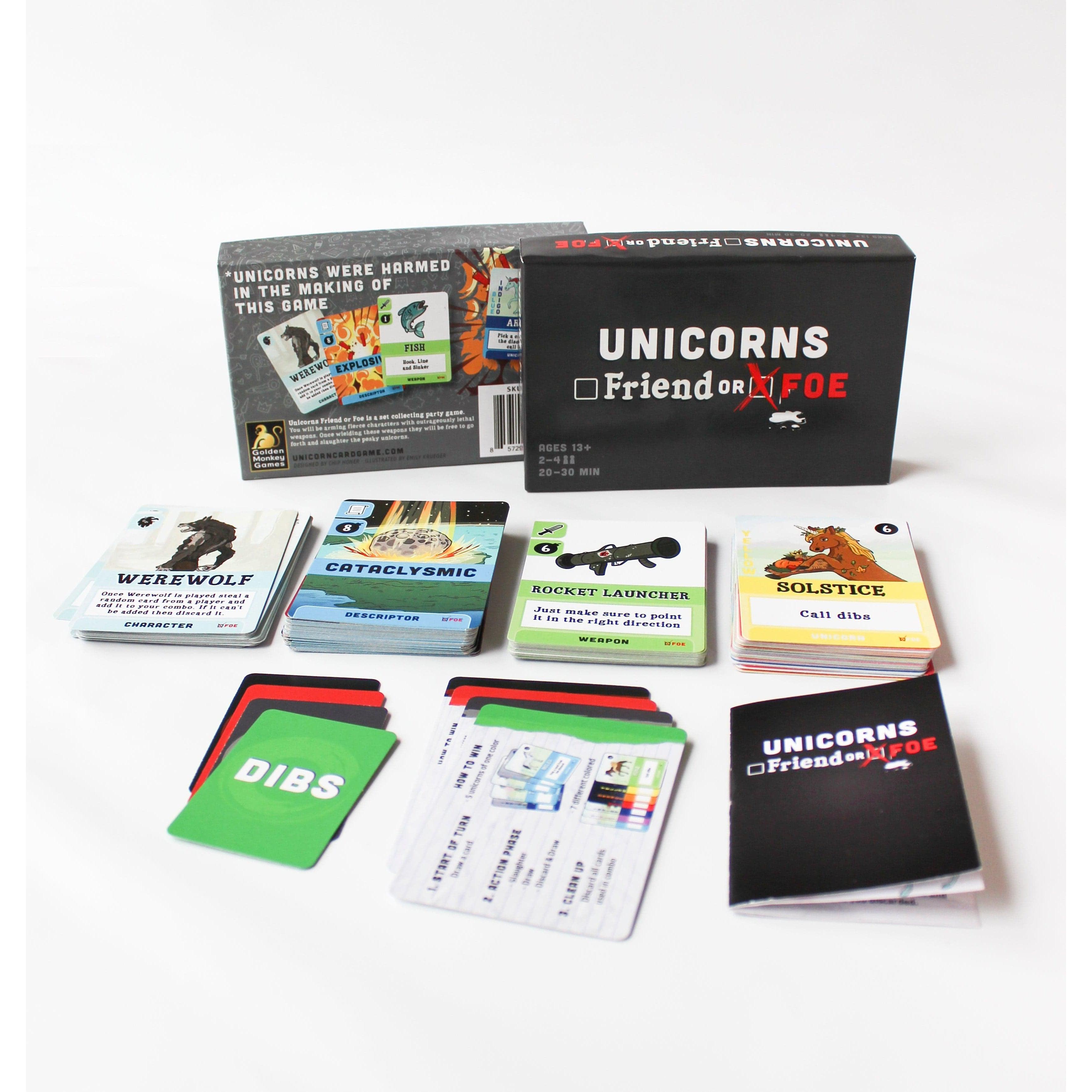 Golden Monkey Games-Unicorns Friends or Foe Party Card Game for Kids & Adults-GDN3002-Foe Edition-Legacy Toys