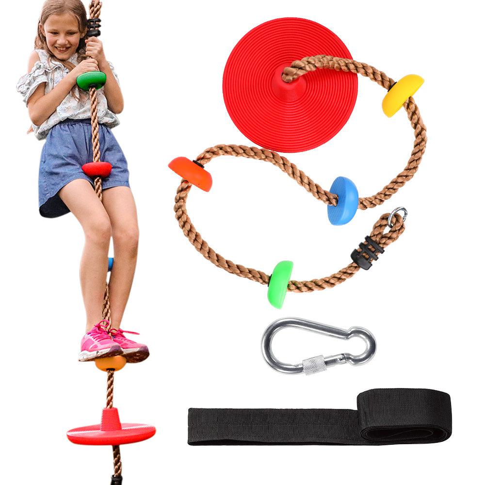 Great Playthings-Climbing Rope Tree Swing with Platform Disc Swing Seat, Heavy Duty-GP1015-Legacy Toys