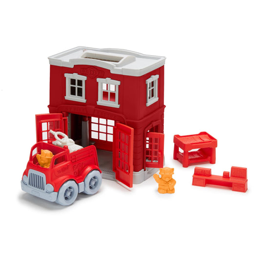 Green Toys-Fire Station Playset-PFIR-1156-Legacy Toys