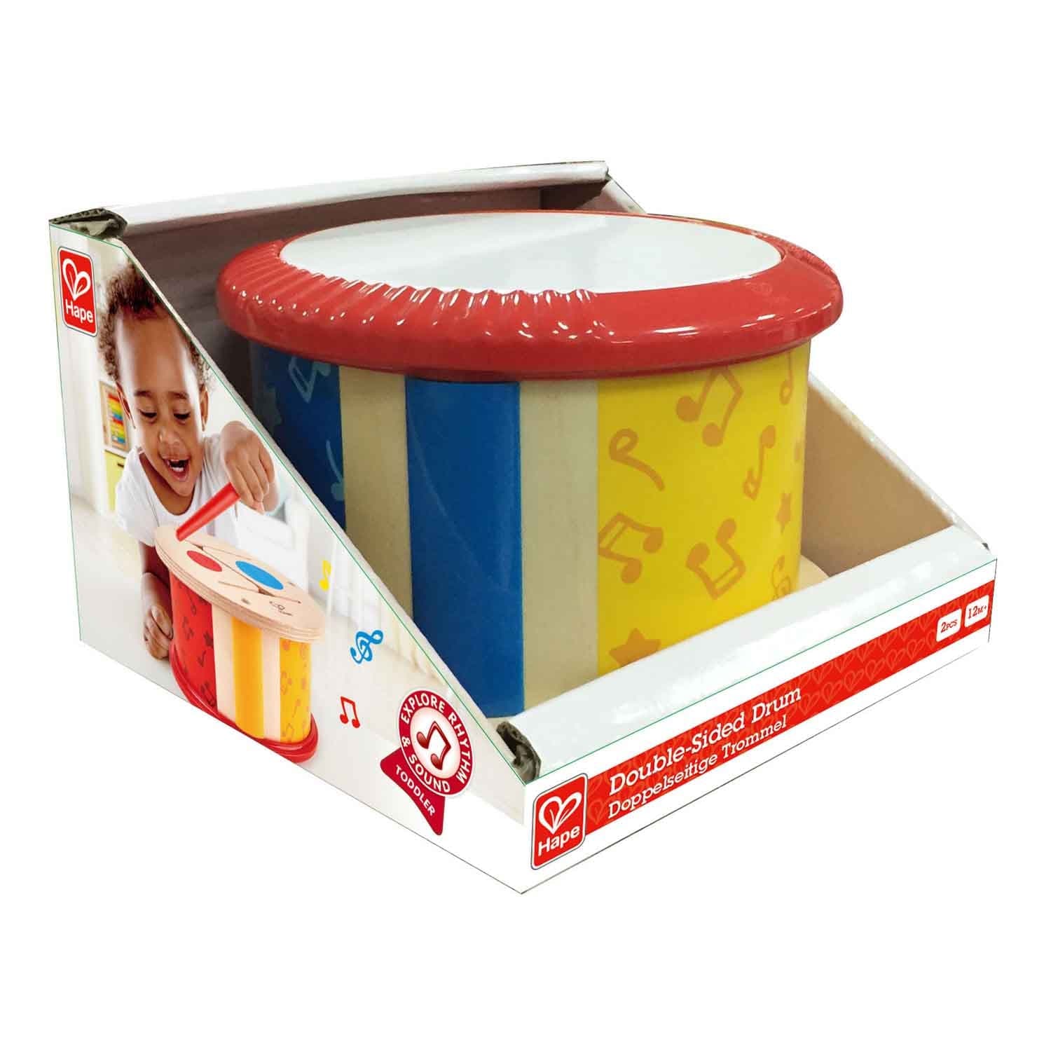 Hape-Double Sided Drum-E0608-Legacy Toys