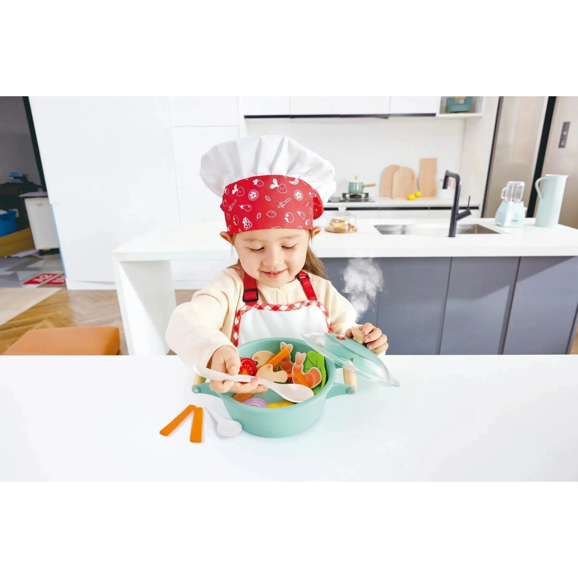 Hape-Little Chef Cooking & Steam Playset-E3187-Legacy Toys