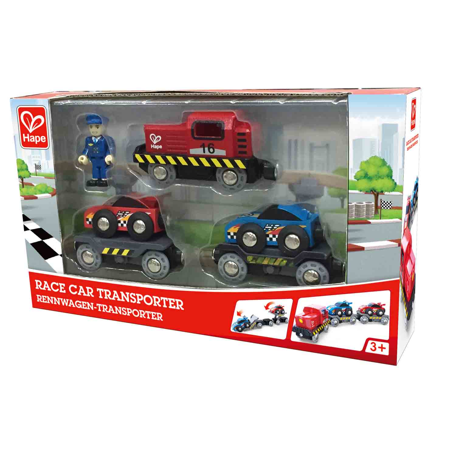 Hape-Race Car Transporter-E3735-Legacy Toys