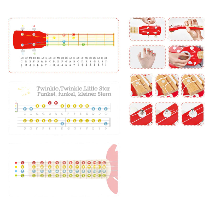 Hape-Rock Star Ukulele - Red-E0603-Legacy Toys