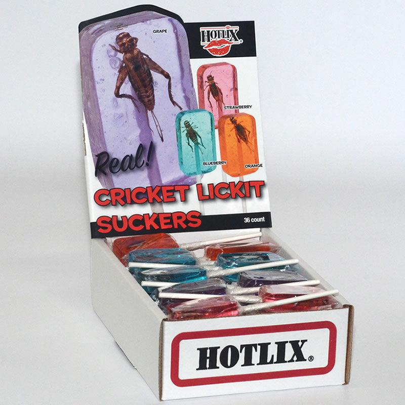Hotlix-Cricket Lick-It Suckers Assorted Flavors-227-Box of 36-Legacy Toys