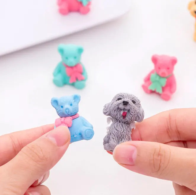 IDAKO-Cute Teddy Bear & Dog Series Mini Erasers Card-ID208-Legacy Toys