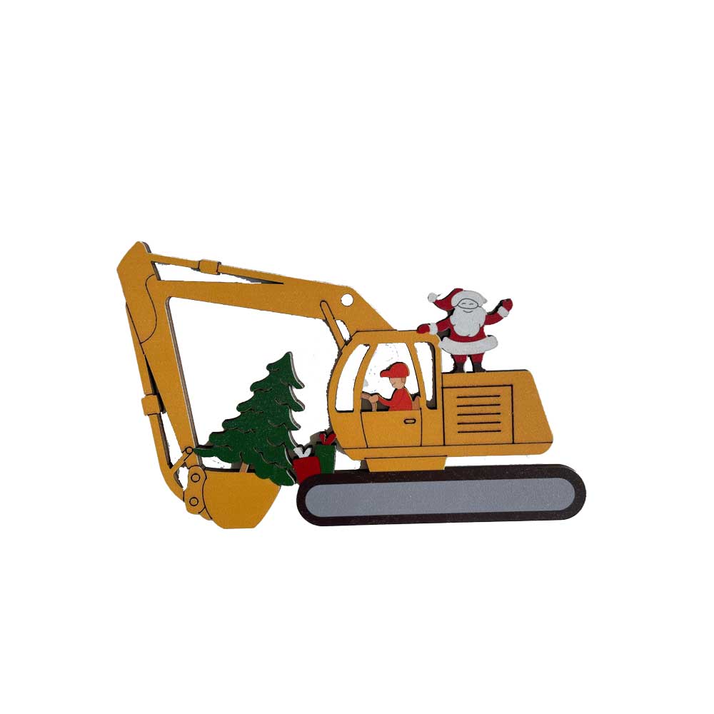 Idako-Personalized Wooden Christmas Ornament Excavator (Standard)-ORN012-Legacy Toys