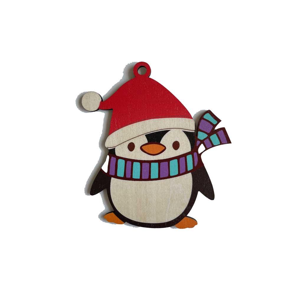 Idako-Personalized Wooden Christmas Ornament Penguin with Hat (Standard)-ORN002-Legacy Toys