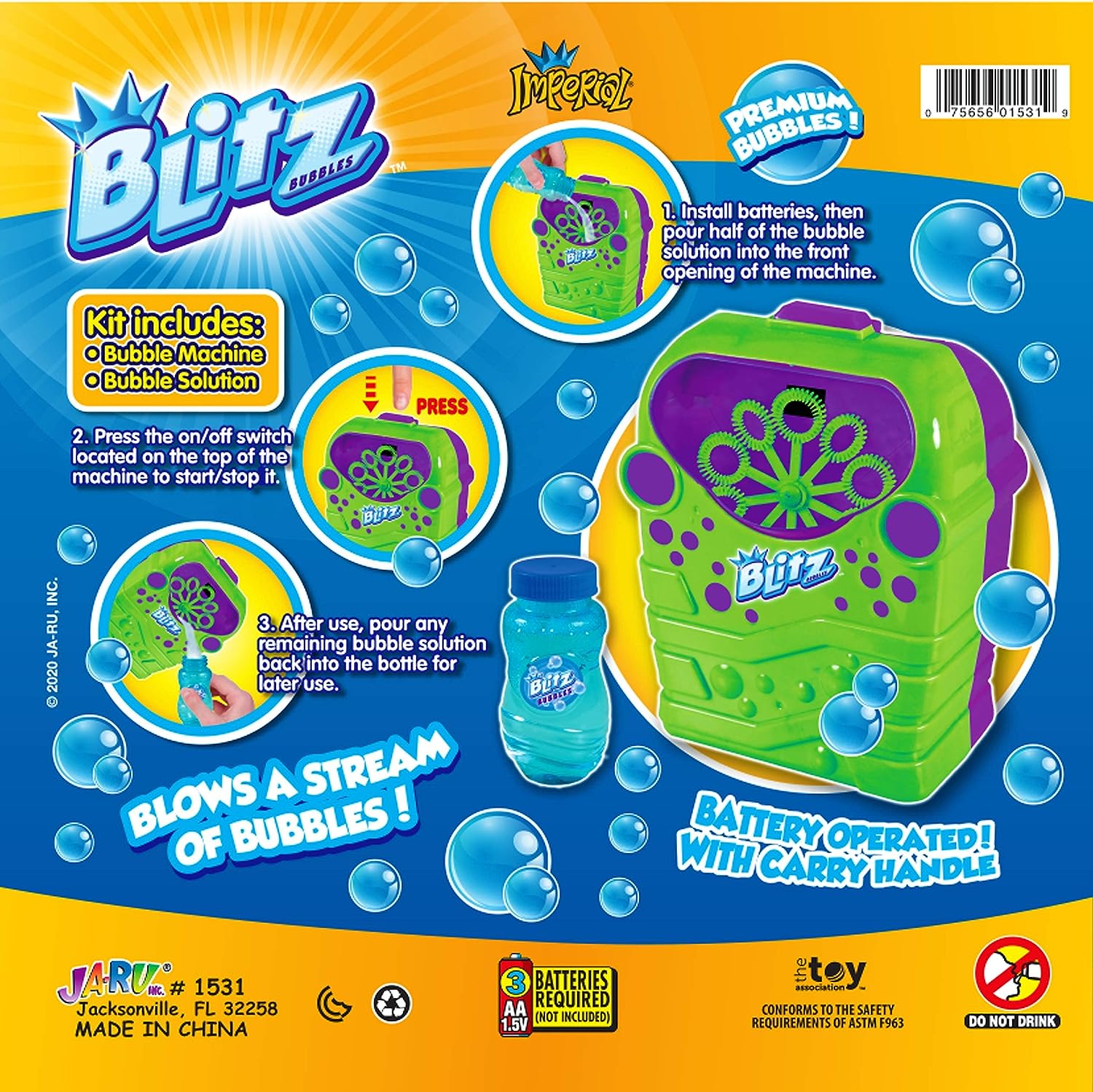 JA-RU-Blitz Bubble Machine-1531-Legacy Toys
