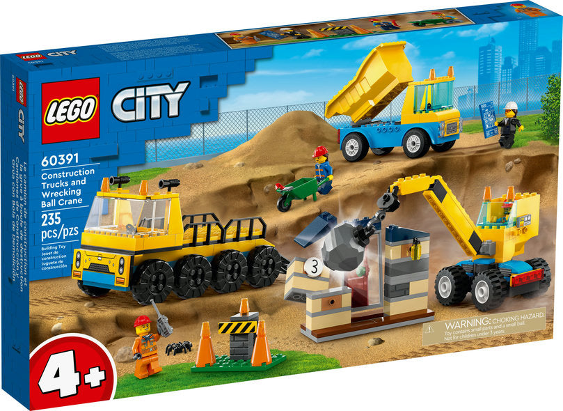 Lego-Construction Trucks and Wrecking Ball Crane-60391-Legacy Toys