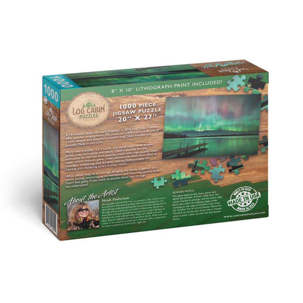 Log Cabin Puzzles-Northern Lights Border Patrol - 1,000 Piece Puzzle-LCP1101-Legacy Toys