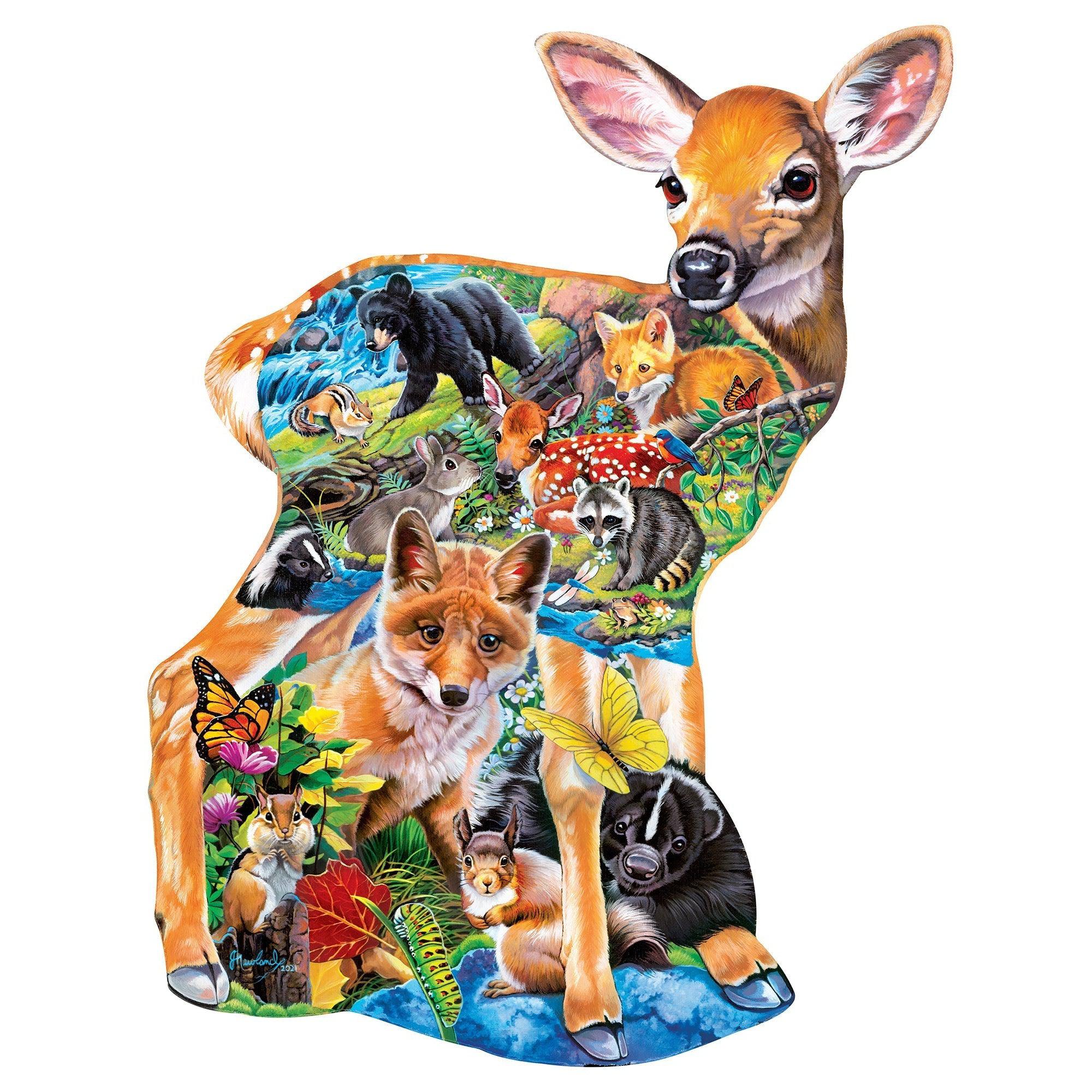 MasterPieces-Contours - Fawn Friends - 500 Piece Shaped Puzzle-32291-Legacy Toys