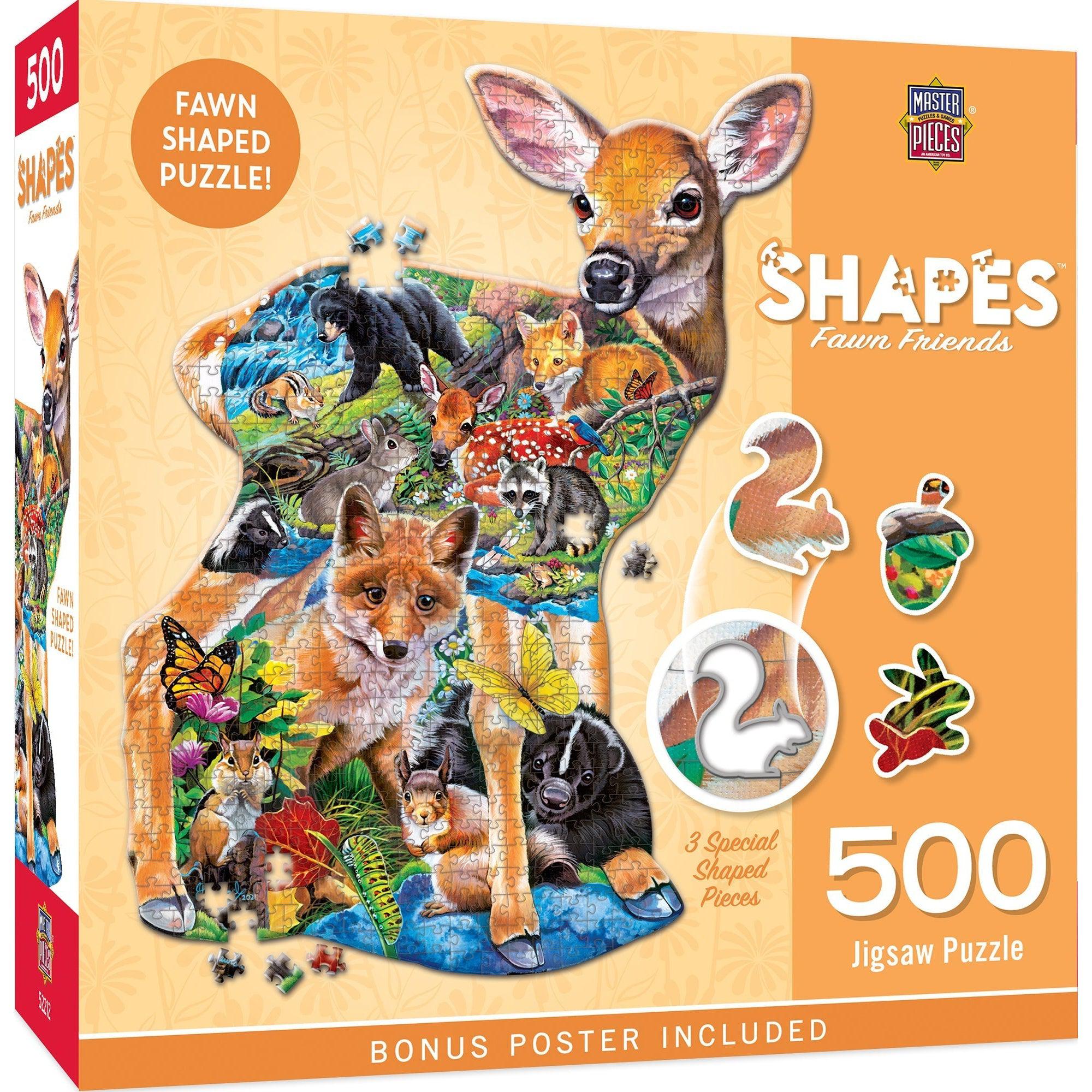 MasterPieces-Contours - Fawn Friends - 500 Piece Shaped Puzzle-32291-Legacy Toys