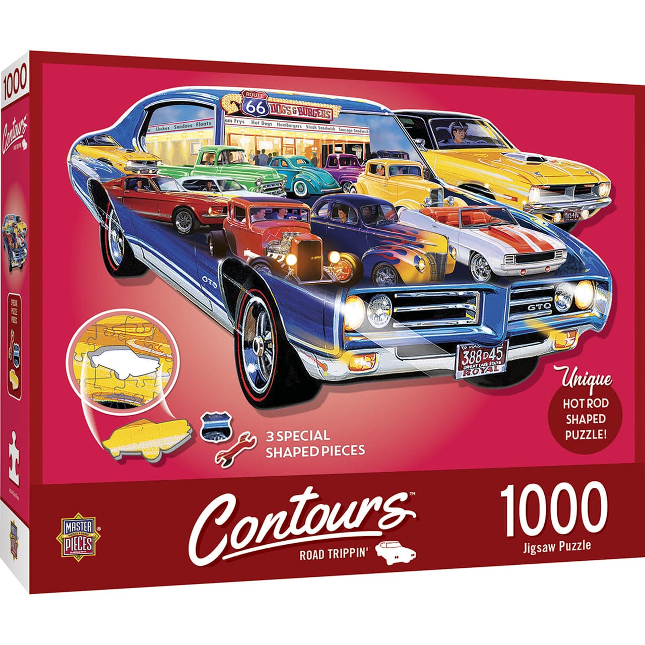 MasterPieces-Contours - Road Trippin' - 1000 Piece Shaped Puzzle-71957-Legacy Toys