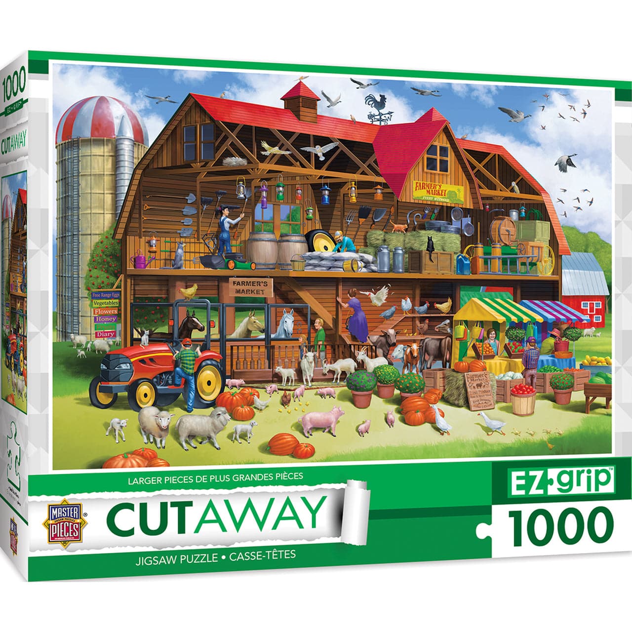MasterPieces-Cutaways - Family Barn - 1000 Piece EZGrip Puzzle-71966-Legacy Toys