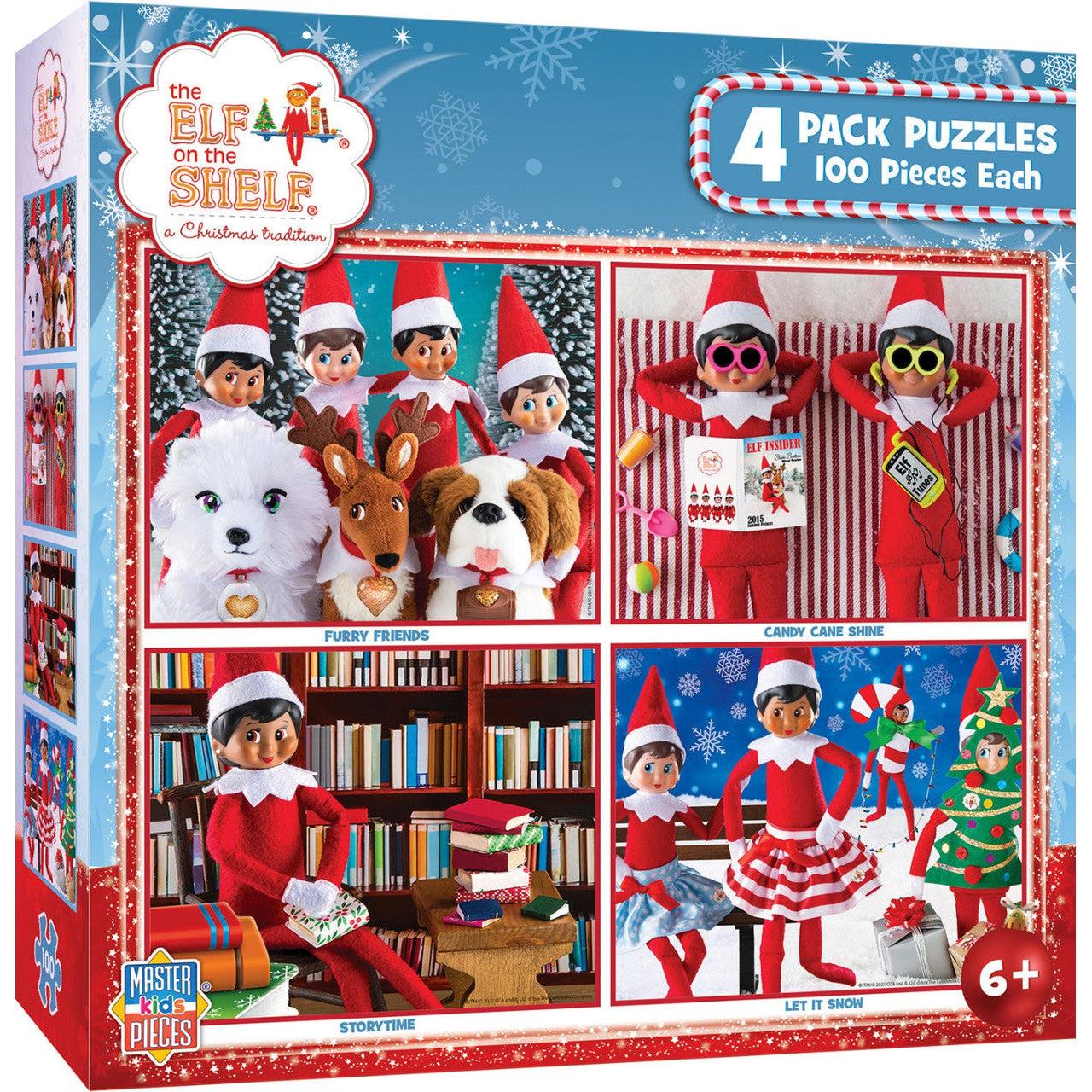 MasterPieces-Elf on the Shelf - 4-Pack - 100 Piece Puzzles - Series 1-12120-Legacy Toys