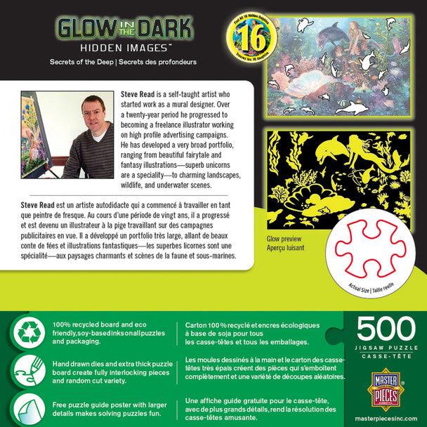 MasterPieces-Hidden Images Glow In The Dark - Secrets of the Deep - 500 Piece Puzzle-32131-Legacy Toys