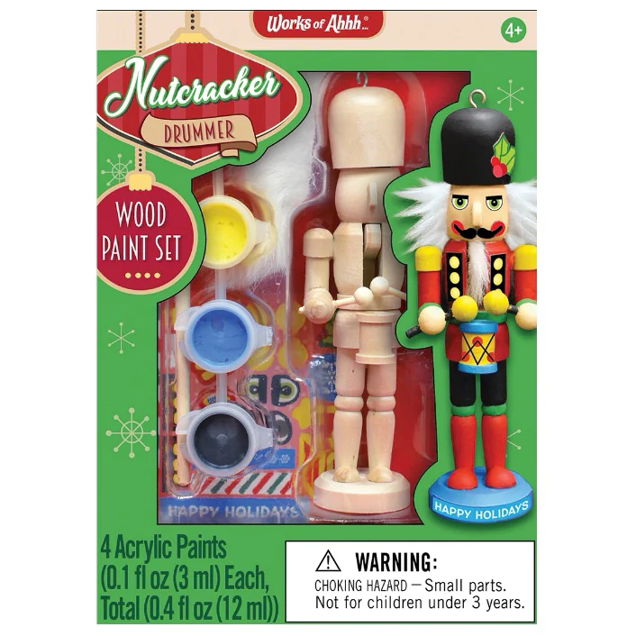 MasterPieces-Holiday - Mini Wood Paint Kit - Drummer Ornament-21348-Legacy Toys