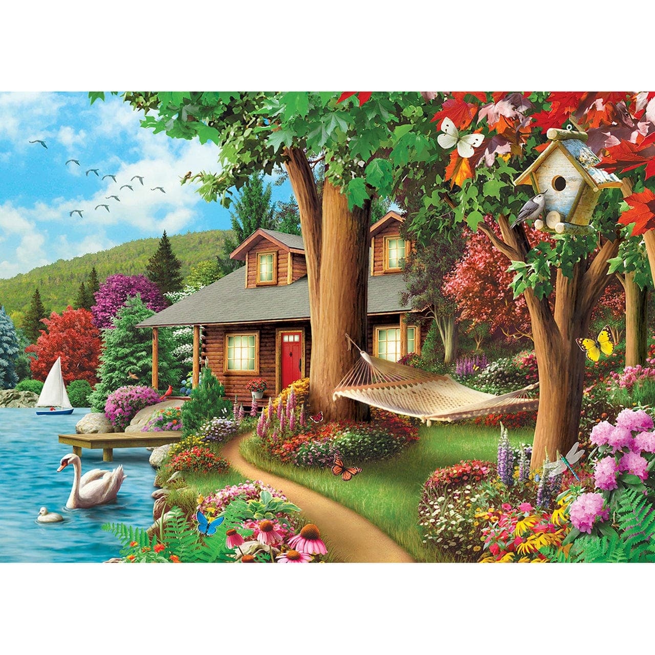 MasterPieces-Time Away - Around the Lake - 1000 Piece Puzzle-71809-Legacy Toys
