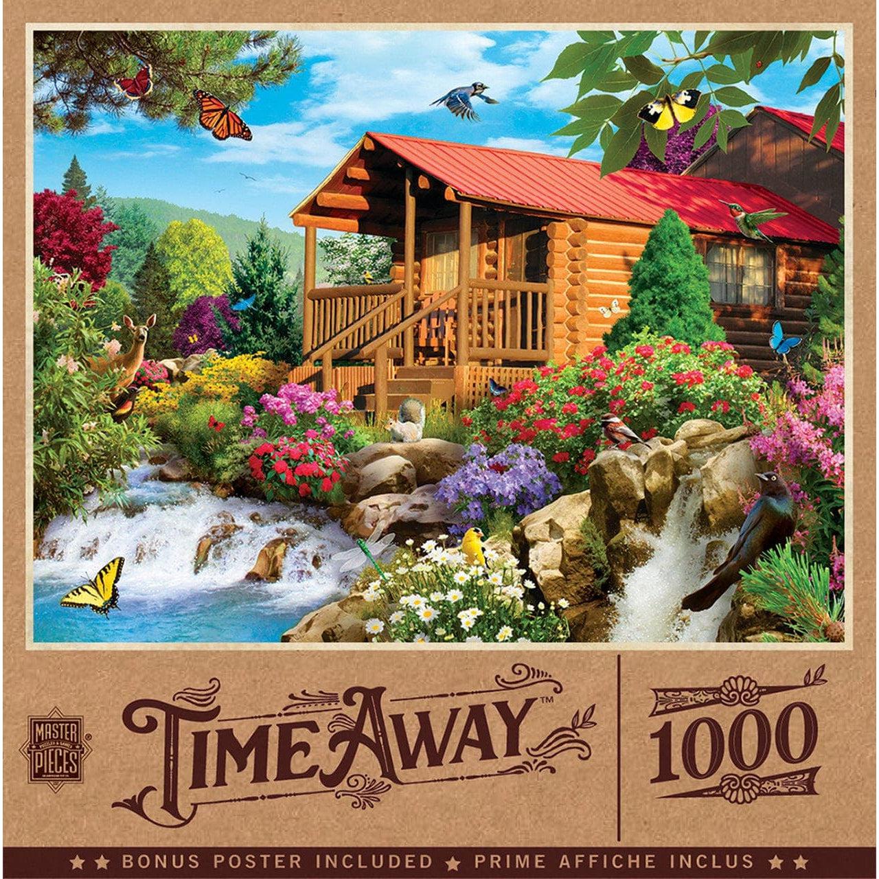 MasterPieces-Time Away - Cascading Cabin - 1000 Piece Puzzle-72041-Legacy Toys