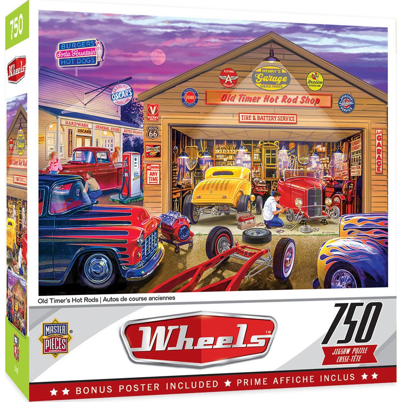 MasterPieces-Wheels - Old Timer's Hot Rods - 750 Piece Puzzle-32000-Legacy Toys